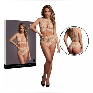 🦋B2G1🦋LE DÉSIR Duo Net Key Hole Bra Set Beige | ONE SIZE XS-XL |